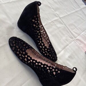 Jeffrey Campbell handmade Havana Leather perforated size 9.5. Black wedge.